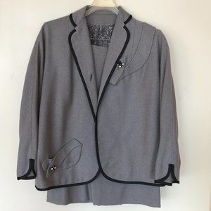 Vintage 1950s Dan Millstein Gray Wool Skirt Suit